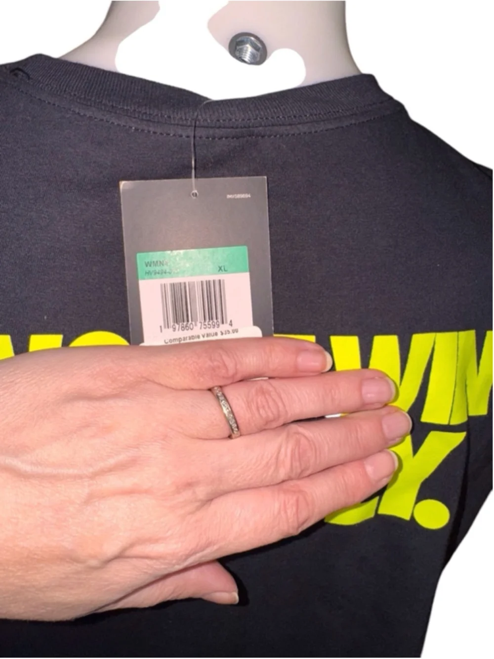 Womens Nike T-Shirt, XL, Dark black Yellow